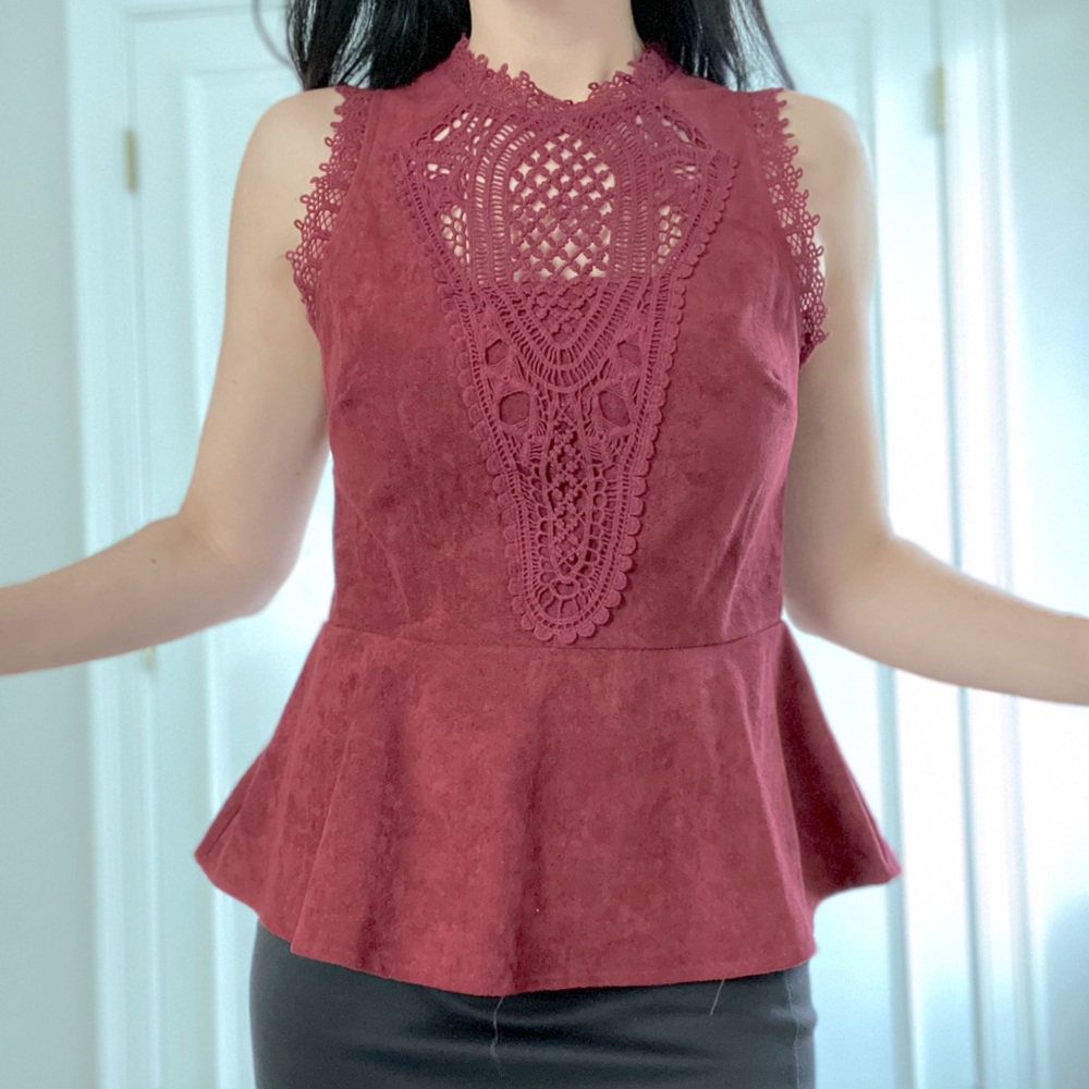 Burgundy peplum top